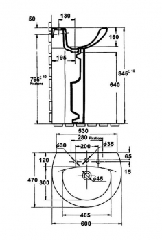 Раковина JACOB DELAFON Patio 60х47 E4159NG-00. Фото