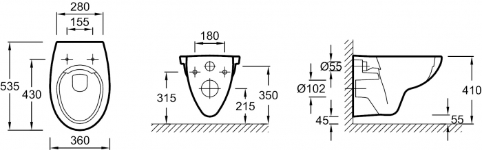 Унитаз подвесной безободковый JACOB DELAFON Patio Rimless EDV102-00. Фото